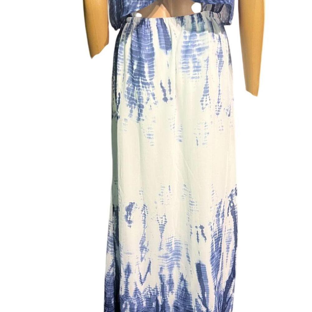 Takara Blue Tie-Dye Maxi Dress Sleeveless Scoop Neck M boho - Picture 8 of 9